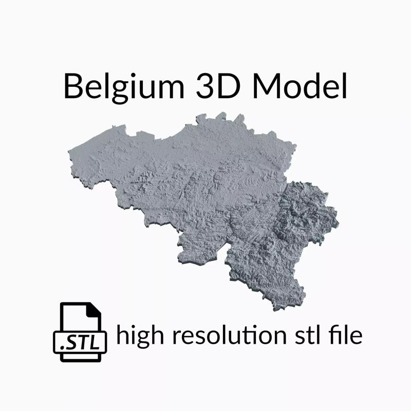 Belgium Topographic Map - 3D Terrain Topography of Belgium
