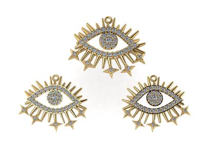 Single eye pendant and earring