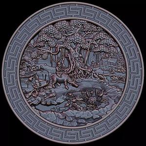Mural landscape wood carving file stl OBJ and ZTL for CNC