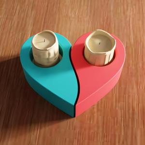3D Heart Shape Tea Light Holder STL File - 283