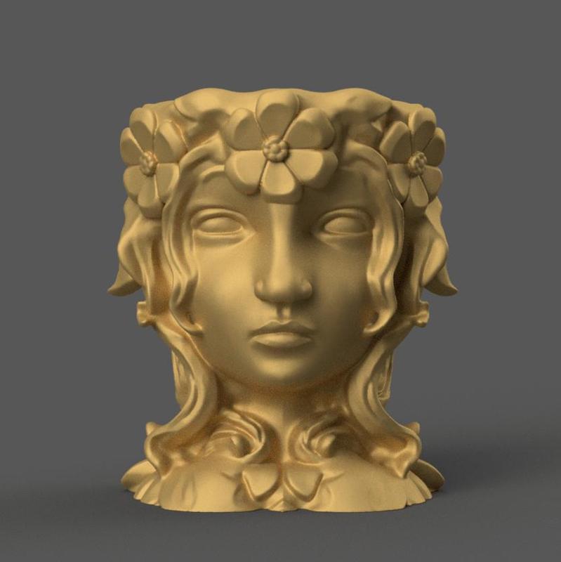 Flower Crown Woman Planter – 3D STL File for Decoration