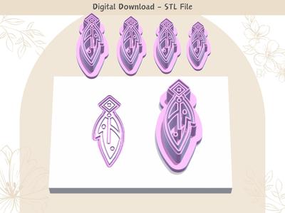 Abstract Unique Feather Clay Cutter for Polymer Clay | Digital STL File | Clay Tools | 4 Sizes Summer Clay Cutters, 2 Cutter Versions