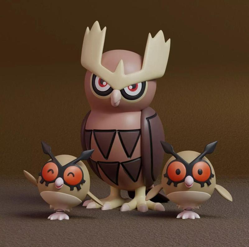 Pokemon - Hoothoot and Noctowl with 2 poses