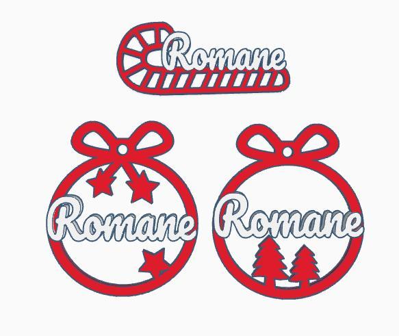 3 x Romane, personalized Christmas tree ball, christmas