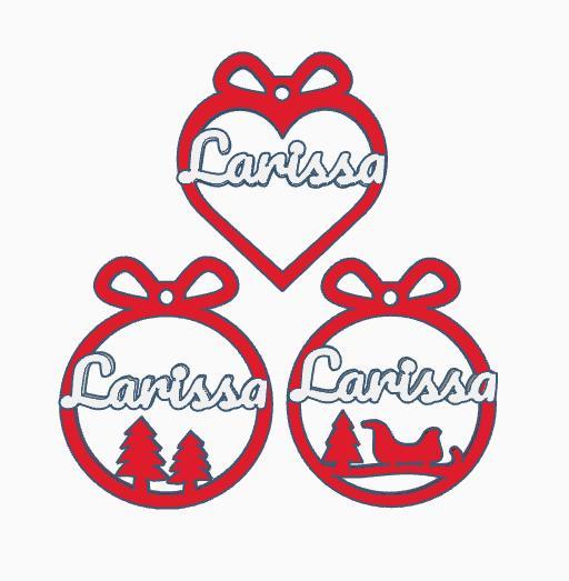 3 x Larissa, Personalized Christmas tree ball