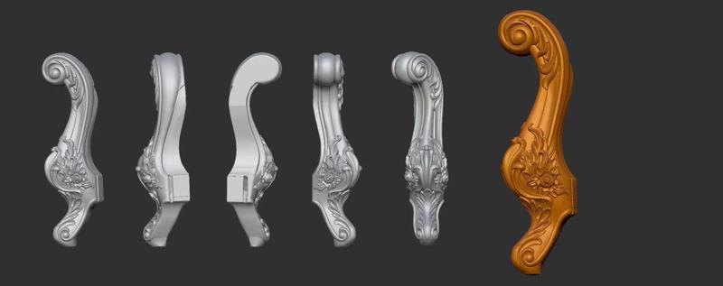 Furniture Legs 3d STL Model Relief for CNC  set 009
