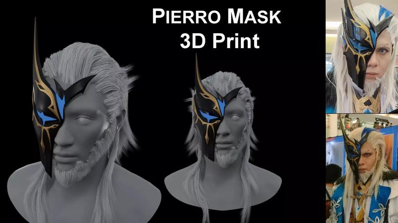 Pierro 3D print mask cosplay Genshin Impact