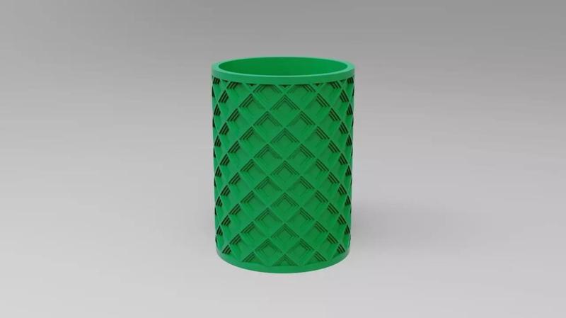 Square Embossed Circular Pen Holder Stylish 3D Print Accessory