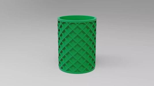 Square Embossed Circular Pen Holder Stylish 3D Print Accessory