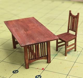 1:24 Arts and Crafts Style Dining Table and Chair