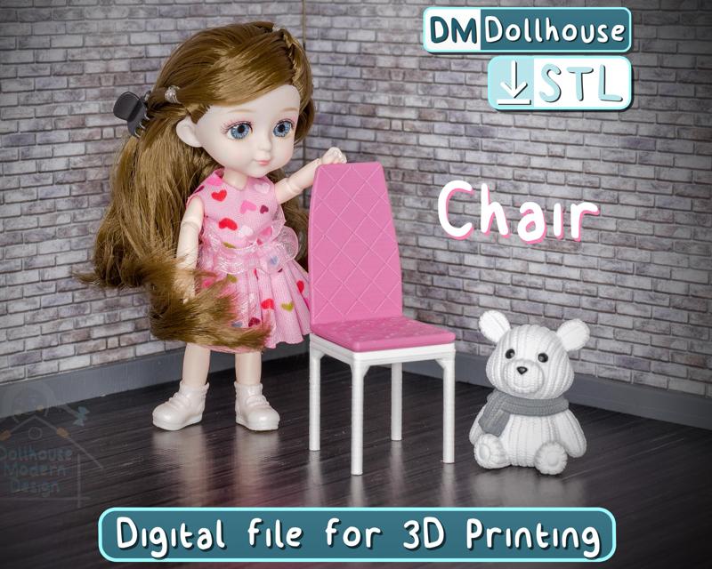 Miniature model Chair 1:12 scale for dollhouses. STL file - model Chair. Dollhouse miniature Furniture & Accessories. Chair for Doll