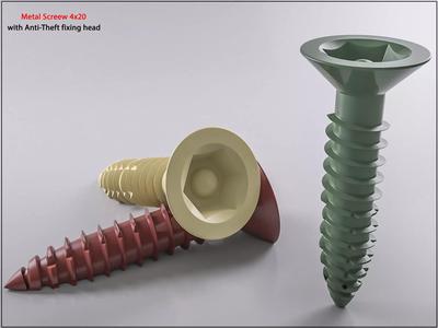 3D Screw  Metal Screw 4x20 Original Sizes Ready for 3D Print