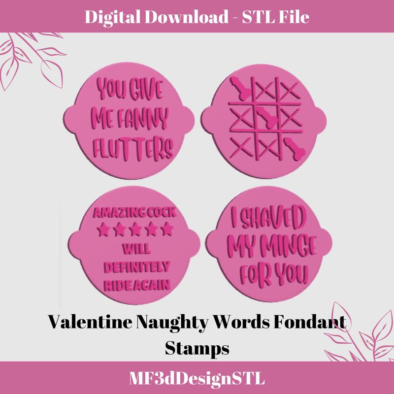 Valentine Naughty Words Fondant Stamp Embosser | Polymer Clay Stamps | Icing stamps |