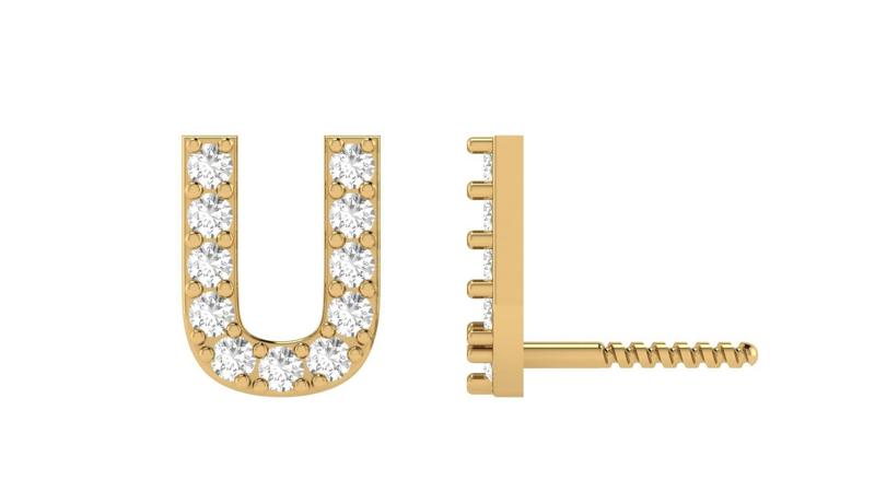 U Letter Alphabets Studs Earrings