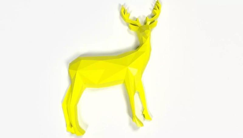 Low Poly Deer Abstract Broche Broche For 3D Printing Art