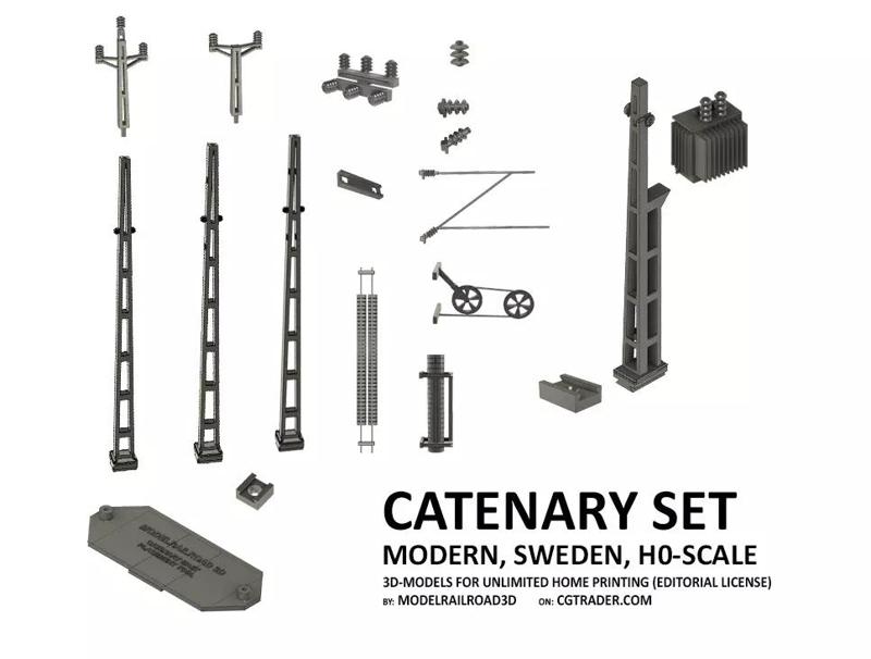 CAT-0004 Catenary set Sweden Modern H0-scale 16 items