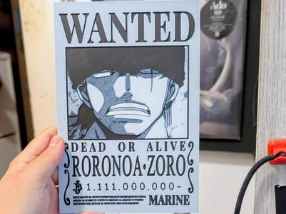 Zoro Wanted Poster de One Piece Hueforge 3 Colores