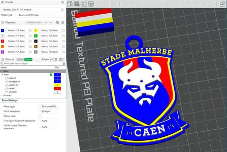 Ligue 1 SM Caen keychain badge Printable and Renderable