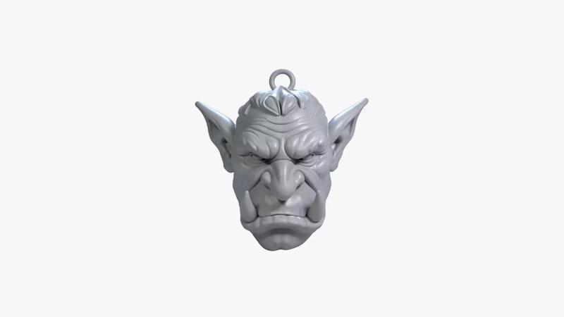 Troll Head Keychain 3D STL File Printable Monster Charm