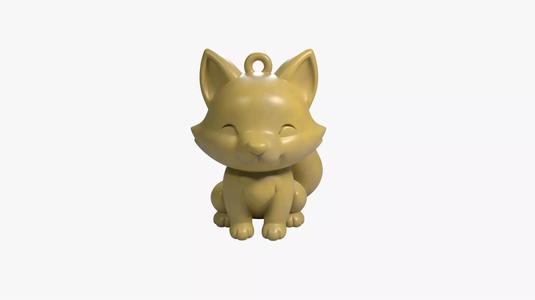 Cute Fox Keychain Charm 3D Printable STL Model