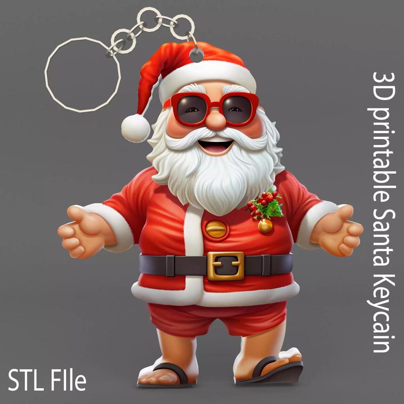 Santa Christmas Keychain STL printable and decorate