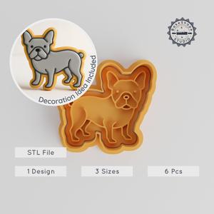 French Bulldog Cookie Cutter & Stamp Set, Perfect for Cookies & Fondant, 3 Sizes S/M/L