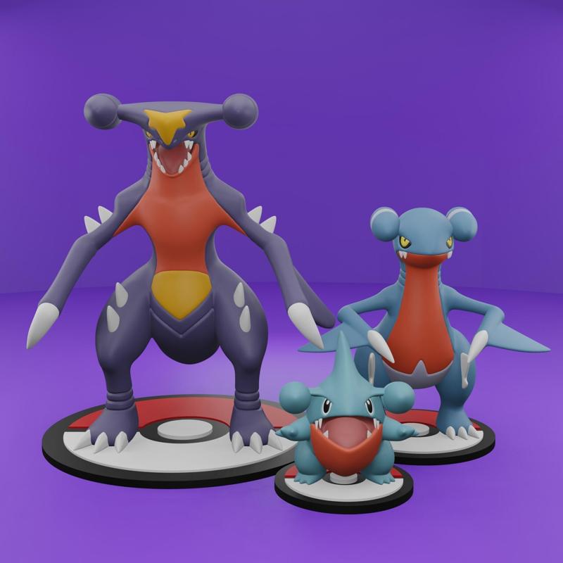 Pokemon No. 443-445 Gible, Gabite, Garchomp