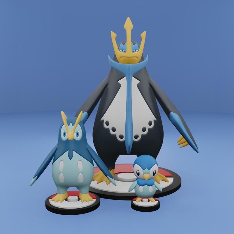 Pokemon No. 393-395 Piplup, Prinplup, Empoleon