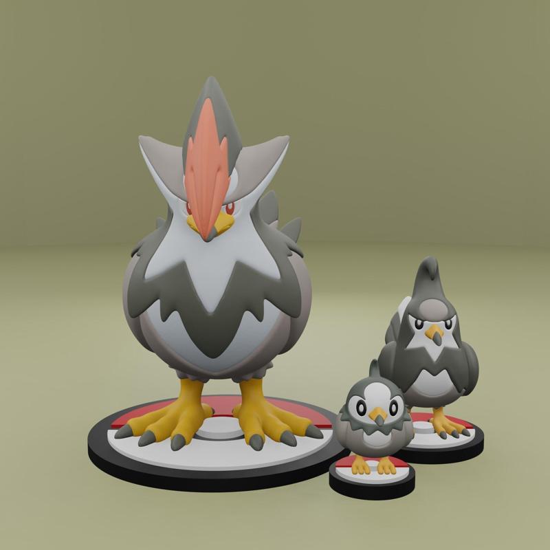 Pokemon No. 396-398 Starly, Staravia, Staraptor