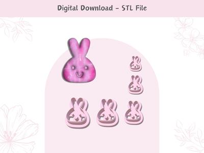 Easter Bunny  02 Clay Cutter for Polymer Clay | Digital STL File | Clay Tools | 5 Sizes Clay Cutters