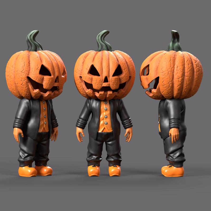 cute horror pumpkin 3d character for printing