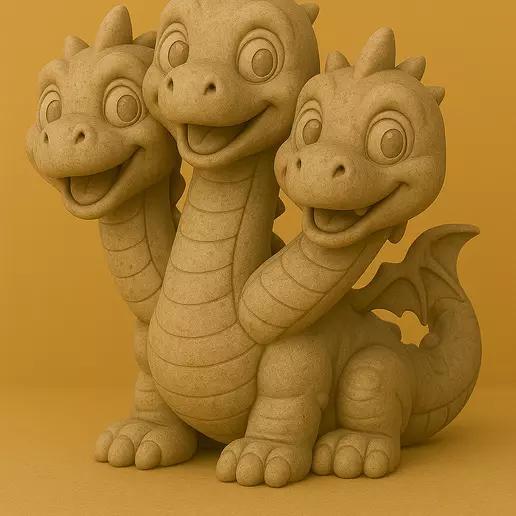 Cute Hydra Dragon  Triple Headed Baby Dragon Figurine