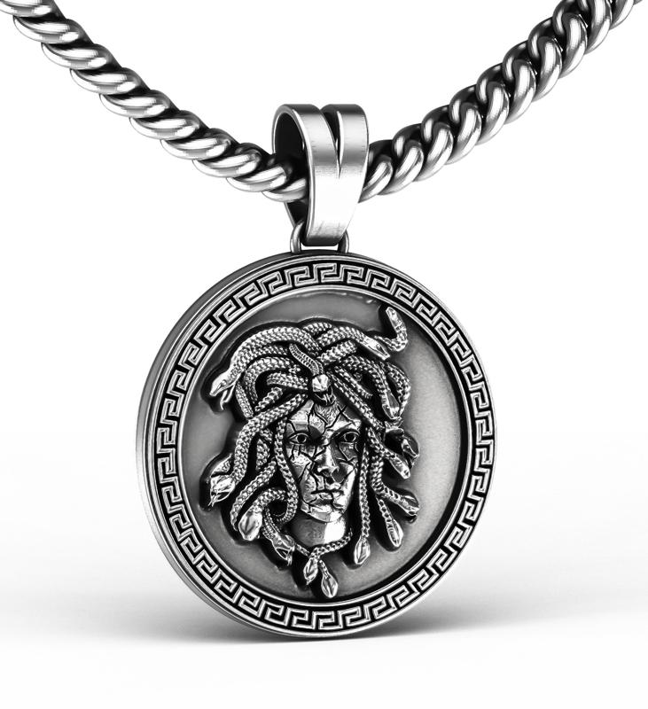 Medusa Medallion  Bas-relief Coin Pendant