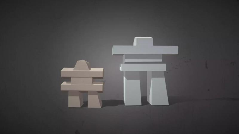 A pair of lowpoly Inukshuk