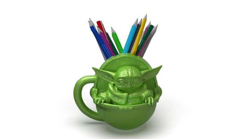 Grogu Yoda The Child Pencil Holder STL OBJ