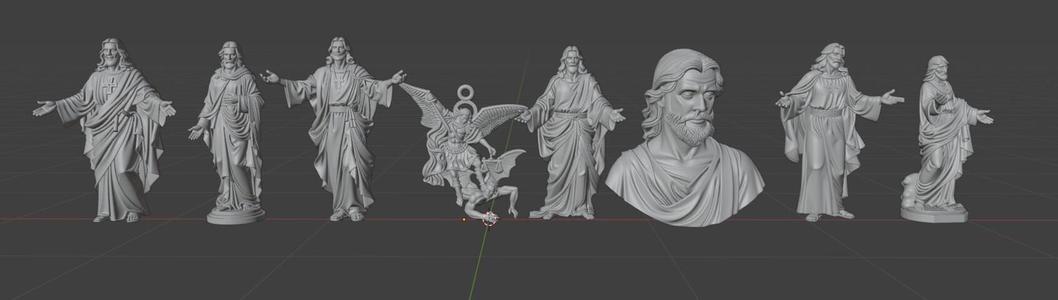 Religious & Fantasy Figures Bundle (18 Models) | Jesus, Saint Jude, Angels & Cartoon Devils