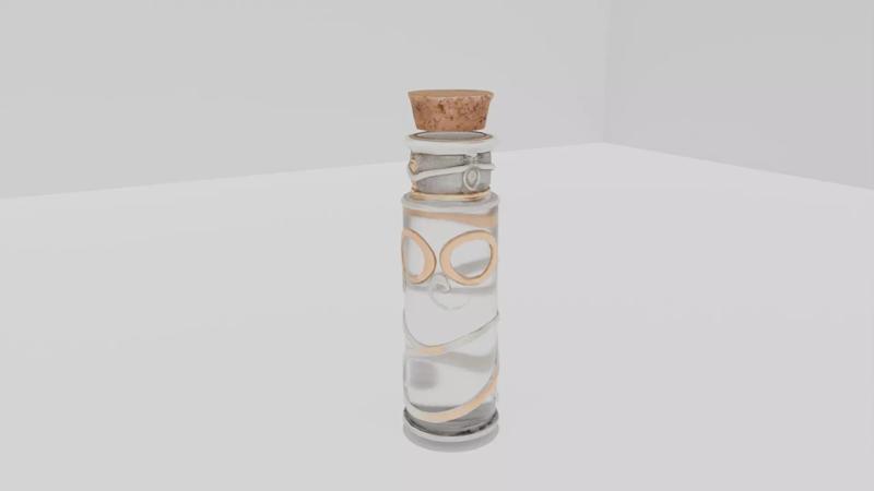 Fantasy Alchemy Vial Glass Bottle with Metal Accents Cork Lid