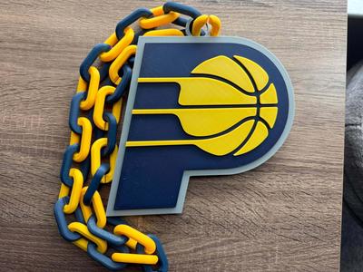 Indiana Pacers Logo Oversized Necklace, Pendant Chain