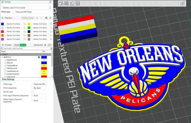 NBA New Orleans Pelicans keychain Badge Printable and Renderable