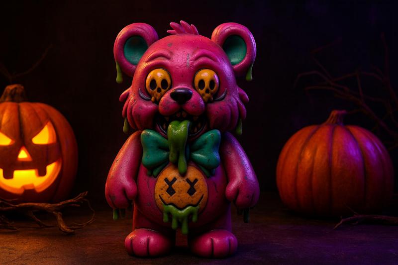 Creepy Cute Zombie Bear Figurine | 3D Printed Collectible Toy | Horror Kawaii Decor