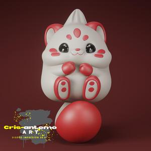 Red and White Kawaii Fantastic Squirrel - Adorable 3D Printable Figure