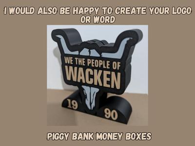 Wacken piggy bank, personalized Logo money boxes 