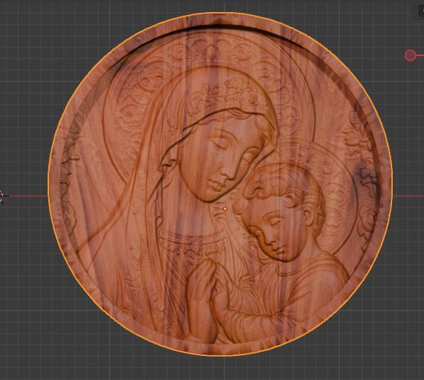 Virgin Mary and Baby Jesus – 3D CNC Relief STL for Wood Carving