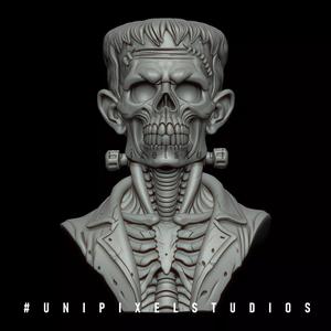 Frankenstein skeletal Bust 3D Print STL