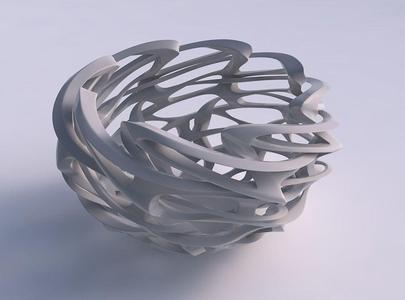 Bowl cylindrical with interlacing sharp edged lattice twisted...