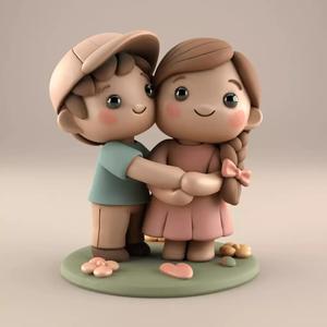 Romantic Cute Hugging Couple STL Adorable Love 3D Print Model
