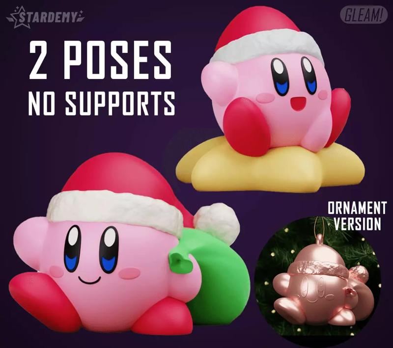Santa Kirby Christmas 2 Models No Supports Tree Ornament