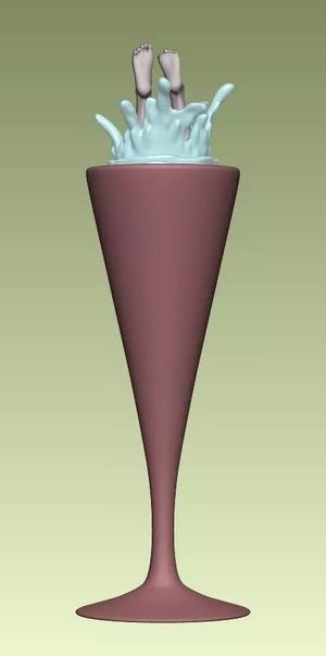 Swimming in a Glass of Water  3D Model for Printing