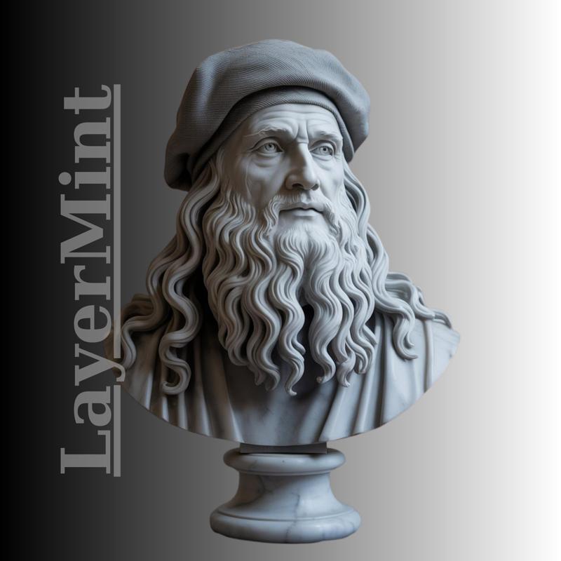 Leonardo da Vinci Bust Statue – 3D Printable Sculpture STL