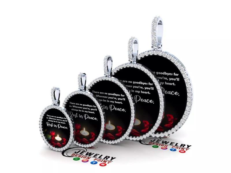 Custom Oval Picture Pendant with Diamond - Memory Pendant  3D Model Collection